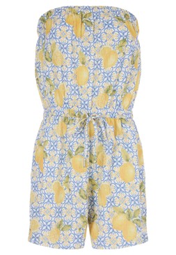 Womens Lemon Tile Print Beach Playsuit £15