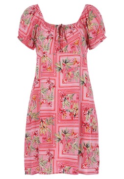 Womens Pink Floral Tile Mini Milkmaid Dress £20