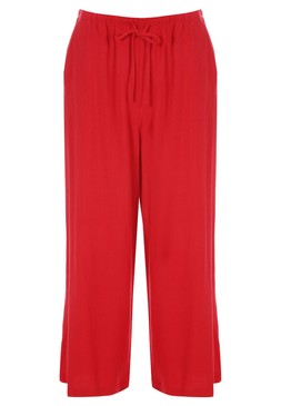 Womens Red Linen Blend Cropped Wide Leg Trousers £22
