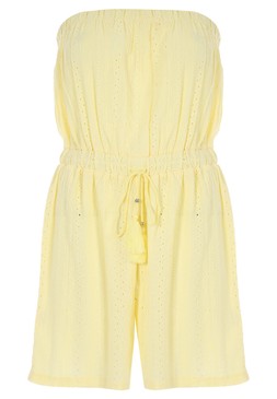 Womens Yellow Embroidered Beach Playsuit £14