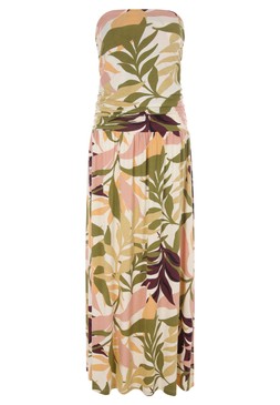 Womens Yellow Leaf Print Bandeau Dress £22
