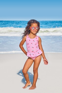 Younger Girls Pink Cherry Gingham Swimsuit £7.20 1