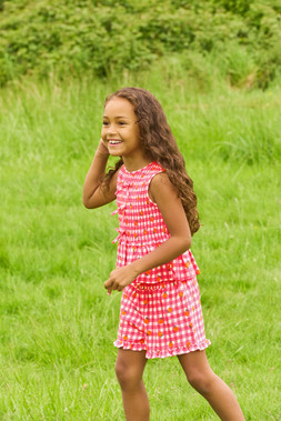 Younger Girls Pink Gingham Bow Top and Shorts Set £12 3