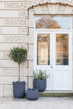 KEW OUTDOOR PETAL BOWL PLANTER IN STONE:SLATE &pound;99.99, KEW OUTDOOR STONE:SLATE PETAL PLANTER &pound;149.99 & KEW OUTDOOR SLATE PETAL VASE PLANTER &pound;189.99