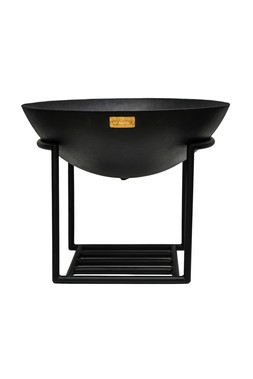 OUTDOOR CAST IRON FIRE PIT ON STAND IN BLACK IRON H45CM W56CM &pound;239.99