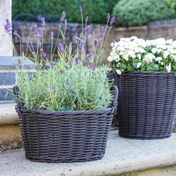 POLYRATTAN LINED BASKET WILLOW H24CM D33CM &pound;29.99