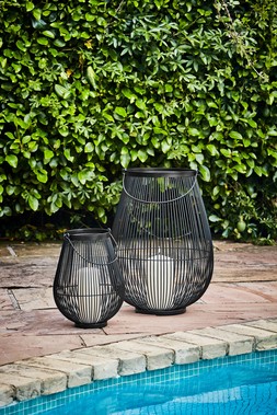 VENERE LANTERN BLACK WITH GLASS INSERT H34CM W26CM &pound;59.99 &