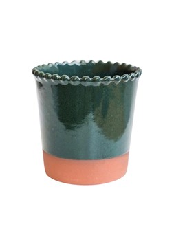 ADELINE BEADED EDGE FOREST GREEN PLANTER H13.5CM D14CM £15.99