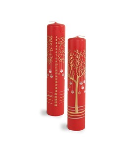 Advent Tree Pillar Candle, Red &pound;12.99
