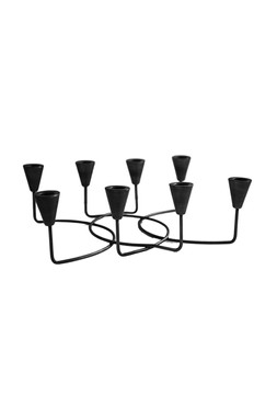 BLACK CIRCULAR 8 PC CANDLE HOLDER H12CM W34CM £39.99