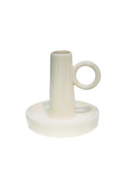 BOWEN DINNER CANDLE HOLDER WITH HANDLE LINEN £14.99