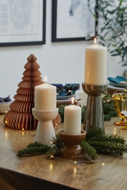 Bowen Pillar Candle Holder Moss H22Cm D9Cm &pound;19.99