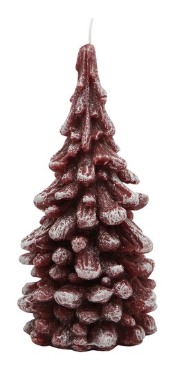 CHRISTMAS TREE CANDLE BORDEAUX WITH SNOW £9.99