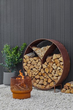 CIRCLE SCULPTURAL LOG STORAGE NATURAL RUST &pound;449.99