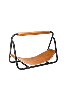 CONTEMPORARY BLACK WITH KINDLING HOLDER HANGING LEATHER £49.99