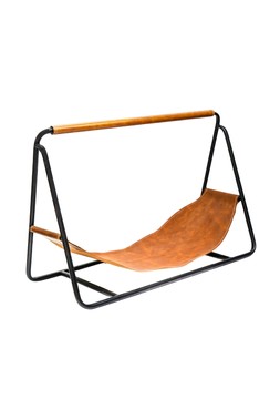 CONTEMPORARY BLACK WITH LOG HOLDER HANGING LEATHER £124.99