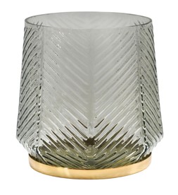 Elm Embossed Candle Holder Clear Grey H15cm &pound;26.99, H20cm &pound;39.99