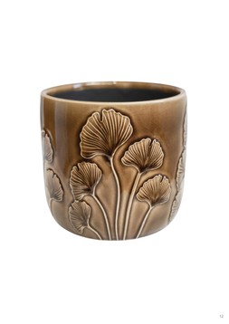 EMBOSSED MUSHROOM PLANTER SEPIA H13CM D13.5CM £9.99