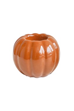 GLAZED PUMPKIN TEALIGHT HOLDER ORANGE H8CM W10CM £6.99