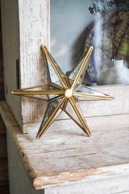 Hanging Antique Brass Mercury Glass Star &pound;37.99 2