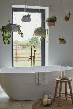 Hanging Seagrass Navy Planter Set Of 2 &pound;35.98