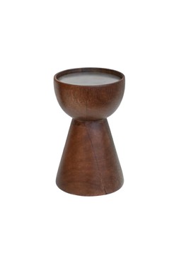 Harvey Walnut Wooden Candle Holder H14cm D9cm &pound;24.99