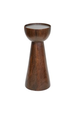 HARVEY WALNUT WOODEN CANDLE HOLDER H22CM D9CM £29.99