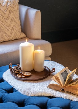 HARVEY WALNUT WOODEN CANDLE PLATE £34.99