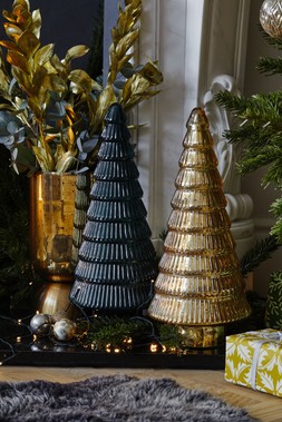 Juniper Evergreen Glass Tree H31cm D14cm &pound;29.99, Juniper Evergreen Glass Tree H41cm W18cm &pound;44.99