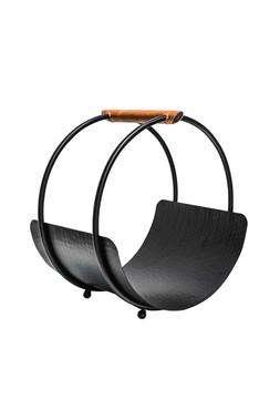 Luxury Faux Leather Leather Handle Round Log Holder &pound;99.99