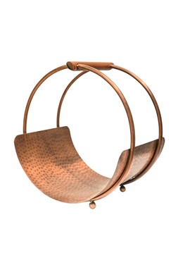 Luxury Leather Handle Log Holder Copper &pound;99.99