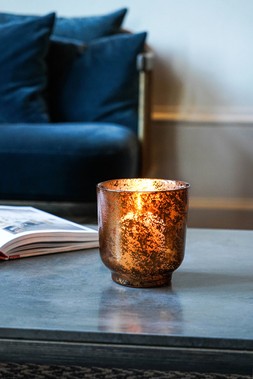 METALLIC GLASS HOLDER IND BRONZE COPPER, GOLD AND BRONZE £12.99 TO 24.99
