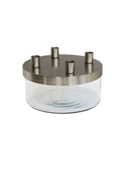 Metal Candle Holder With Glass Bowl Silver H9cm D20cm &pound;39.99