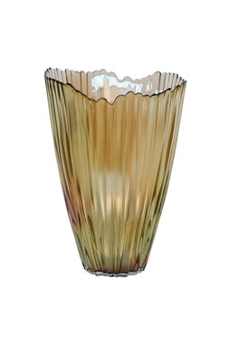 MOCHA RIPPLED GLASS VASE H25CM W14.5CM £22.99