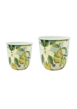 MAISIE PEAR AND LILY METAL PLANTER H15CM D15CM £19.99 & MAISIE PEAR AND LILY METAL PLANTER H18CM D19CM £24.99