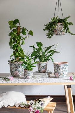 MAISIE VINTAGE PATTERN BLUSH METAL PLANTER £19.99 TO £39.99