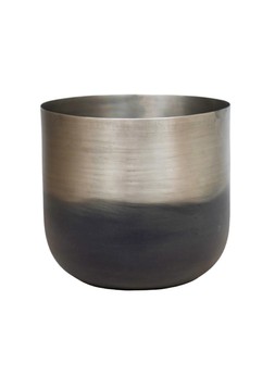 OSCAR TWO TONE SILVER METAL PLANTER H13CM D14.5CM £10.99