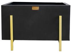 OUTDOOR GEMINI FIRE PIT WITH GEOMETRIC FRAME IN MATT BLACK:ANTIQUE GOLD H42CM W58CM &pound;299.99