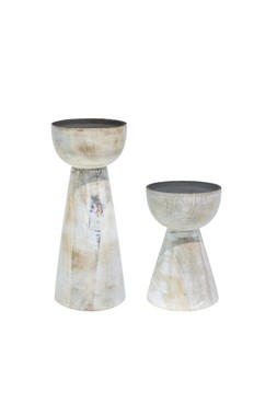 Padstow White Wash Wooden Candle Holders 2 Pack &pound;44.98