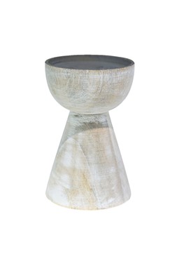 Padstow Whitewash Wooden Candle Holder H14cm D9cm £19.99
