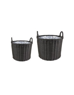 POLYRATTAN SET OF TWO LINED PLANTERS WILLOW &pound;79.98