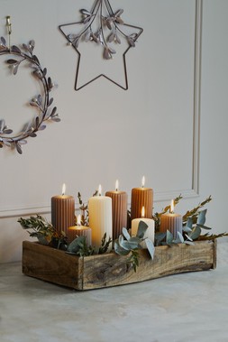 Ribbed Pillar Candle Grey 180Mm &pound;8.99 2