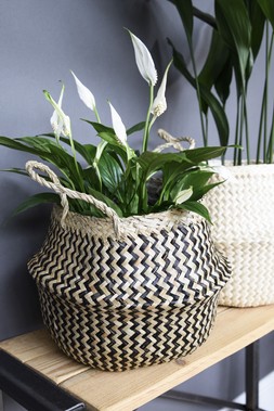 Seagrass Chevron Black Lined Basket Small H25cm D30cm &pound;24.99