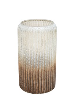 Verre Frosted Ribbed Glass Gold Tall Vase H30cm W20cm &pound;49.99