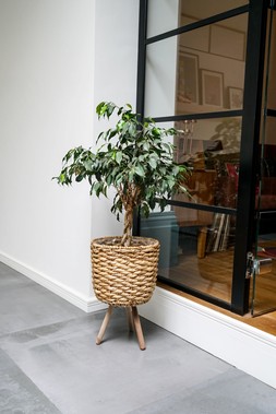 Water Hyacinth Lined Basket On Legs H45cm D30cm &pound;59.99
