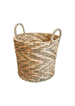 Water Hyacinth Woven Log Basket With Handles H40cm D36cm £49.99