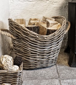 Wicker Log Basket Oval Lined &pound;69.99