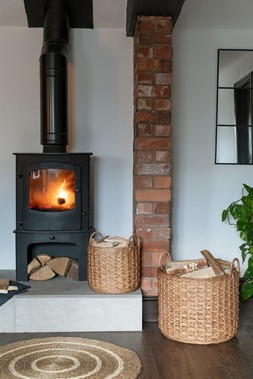 WOVEN ROUND RATTAN LOG BASKET WITH HANDLES SET OF 2 £149.98