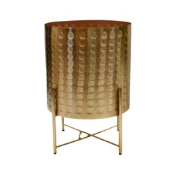 Zendaya Gold Embossed Metal Planter With Stand H25cm D25cm &pound;69.99