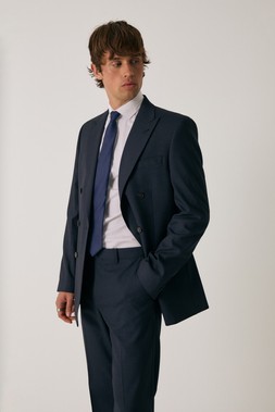 Threadbare, Tailored Fit Double Breasted Blazer in Navy, £65, Trousers, £35, www.threadbare.com